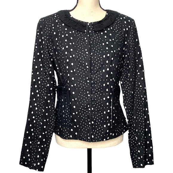 Eric Signature Women Black Blazer Eyelet Hook & Loop Closure 100% Cotton Sz 10 - Picture 1 of 12